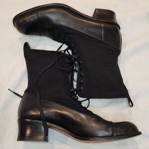 Charles David | Lace Up Low Heel Combat Boots